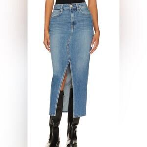 Hudson Reconstructed Denim Midi Skirt | Cotton Blend | Size 30